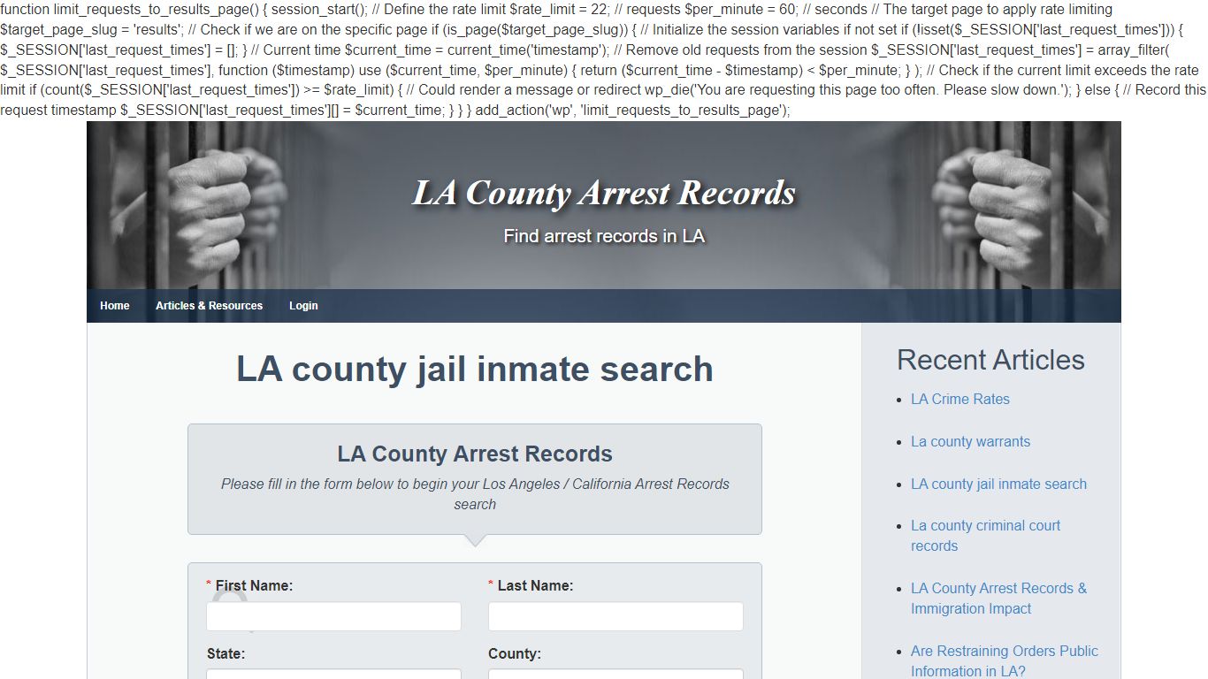 LA county jail inmate search - Los Angeles Arrest Records